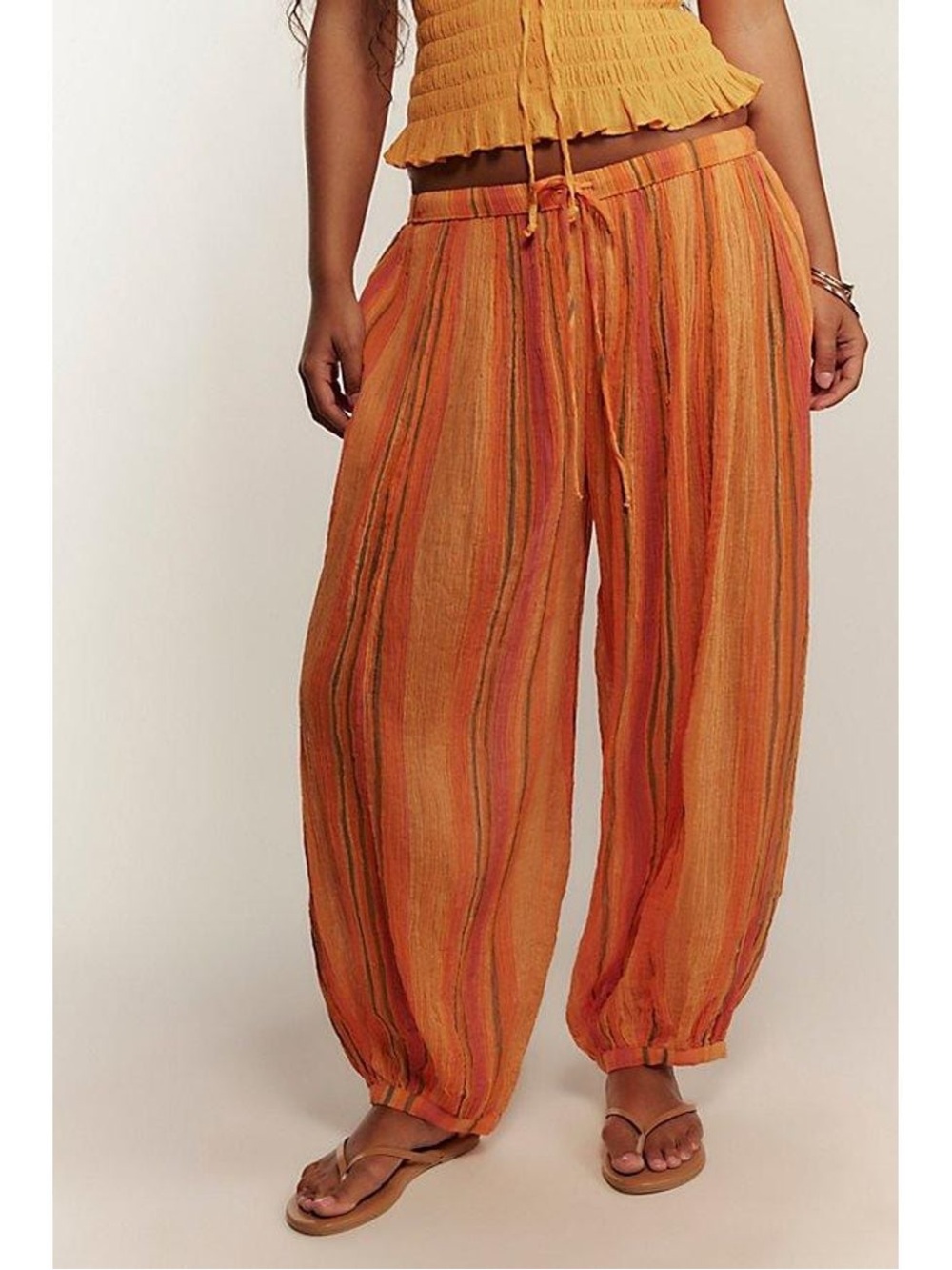 Free people orange playa party striped pants